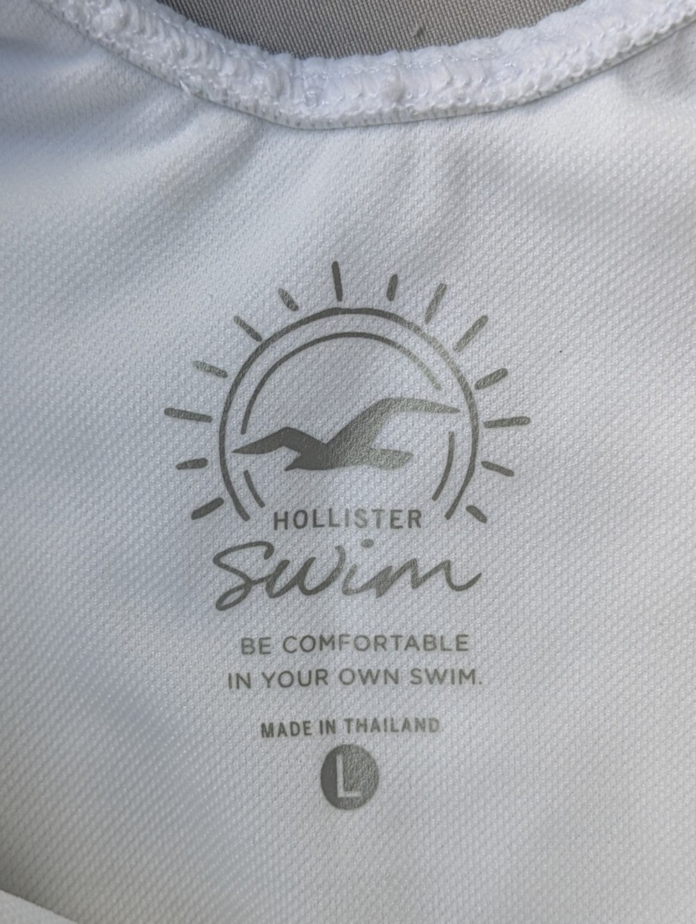 Hollister White Ribbed V-Neck One-Piece Swimsuit